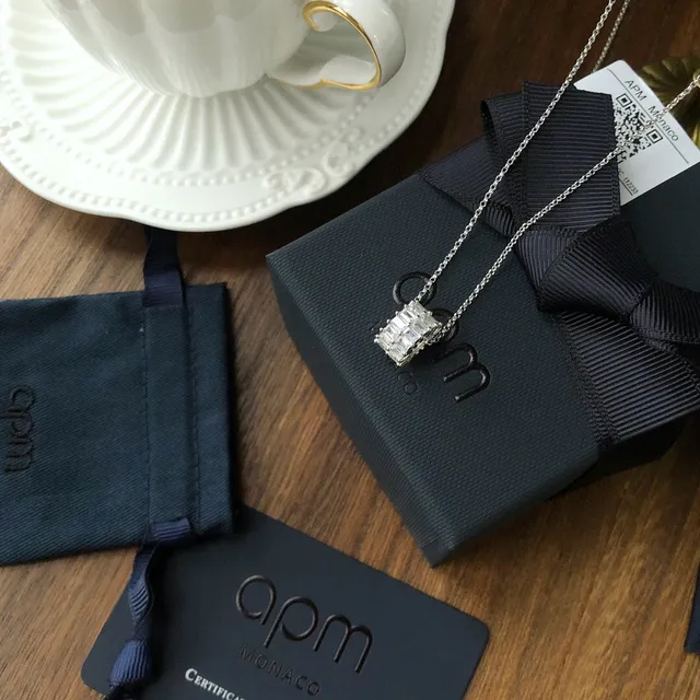 Monaco Rectangular Baguette-Cut Stone Pendant Necklace 8