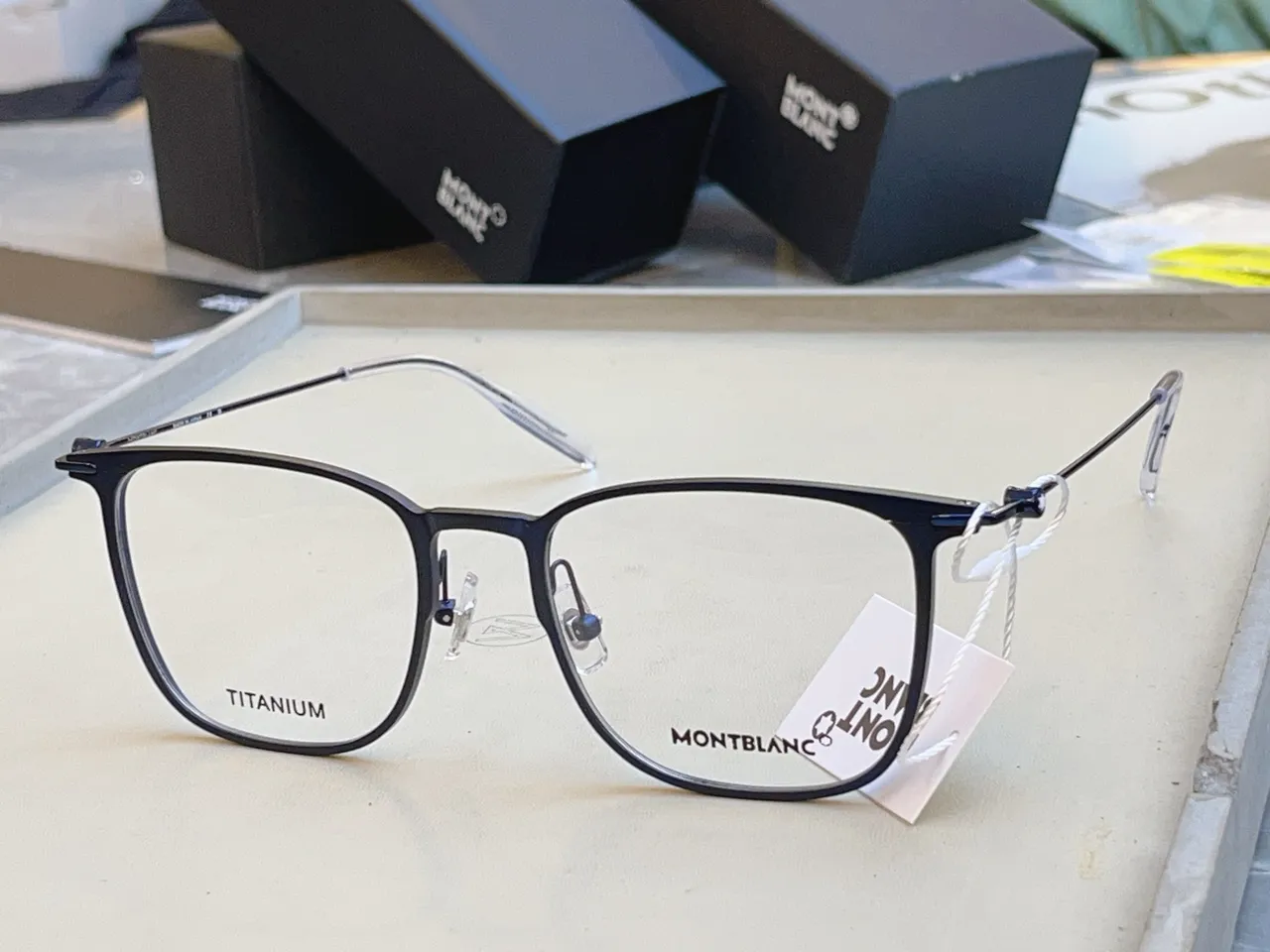 Montblanc retangular full-rim two-tone óculos ópticos 2