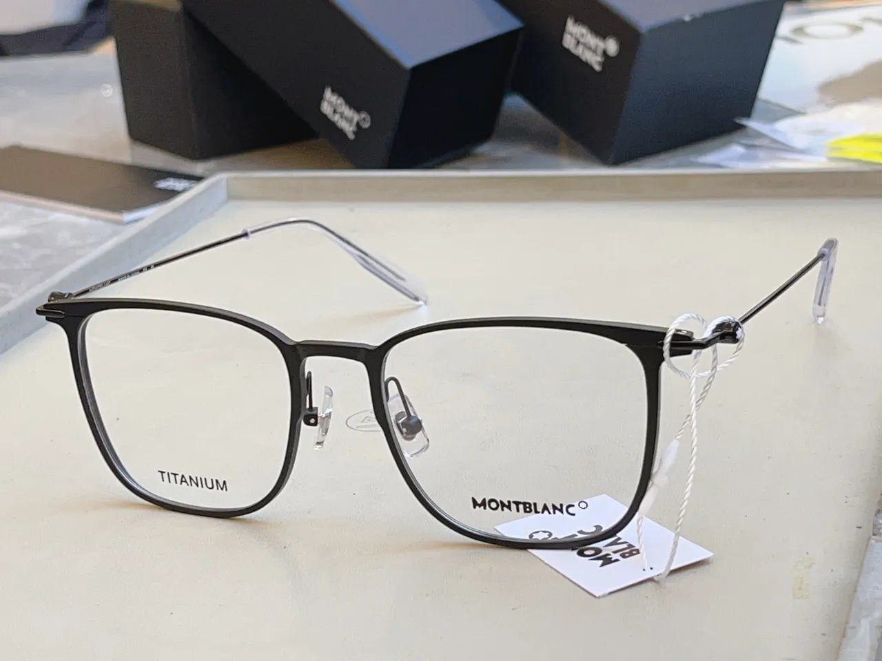 Montblanc retangular full-rim two-tone óculos ópticos 3