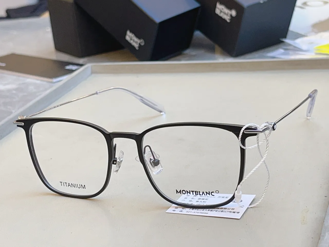 Montblanc retangular full-rim two-tone óculos ópticos 6