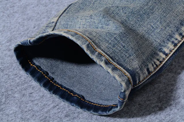 Jean Moto-Panelled déchiré lavé moyen bleu 6