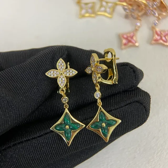 Multi-Color Enamel Flower Motif Hinged Hoop Dangling Earrings 7