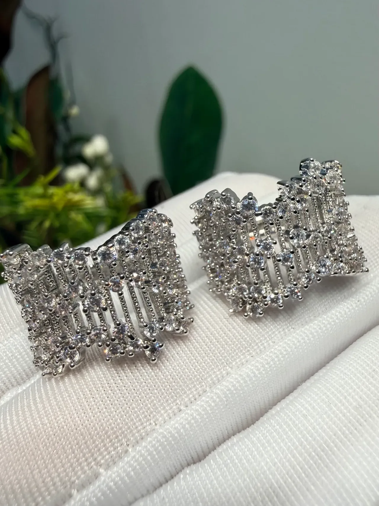 Multi-Row Pave Cubic Cluster Stud Earrings 2
