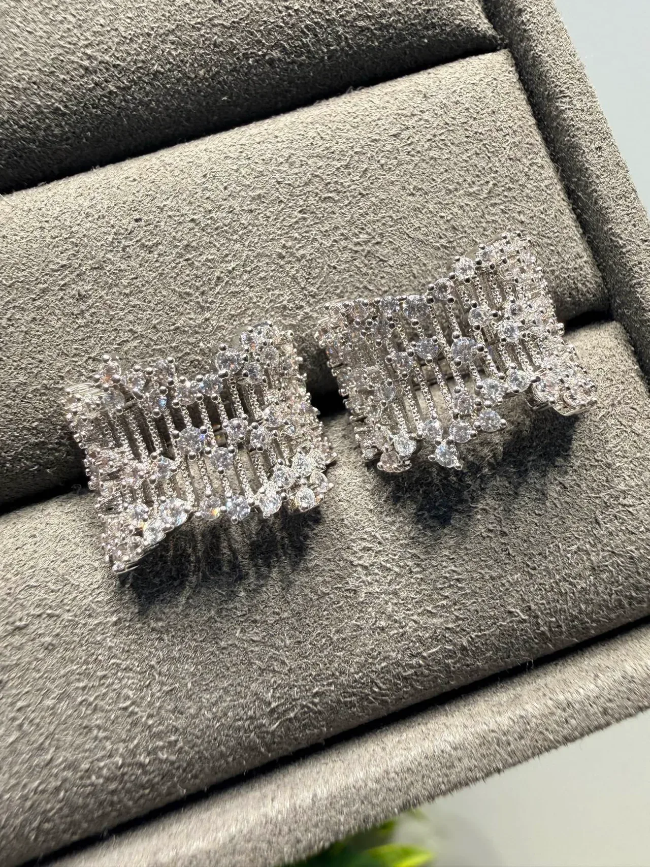 Multi-Row Pave Cubic Cluster Stud Earrings 3