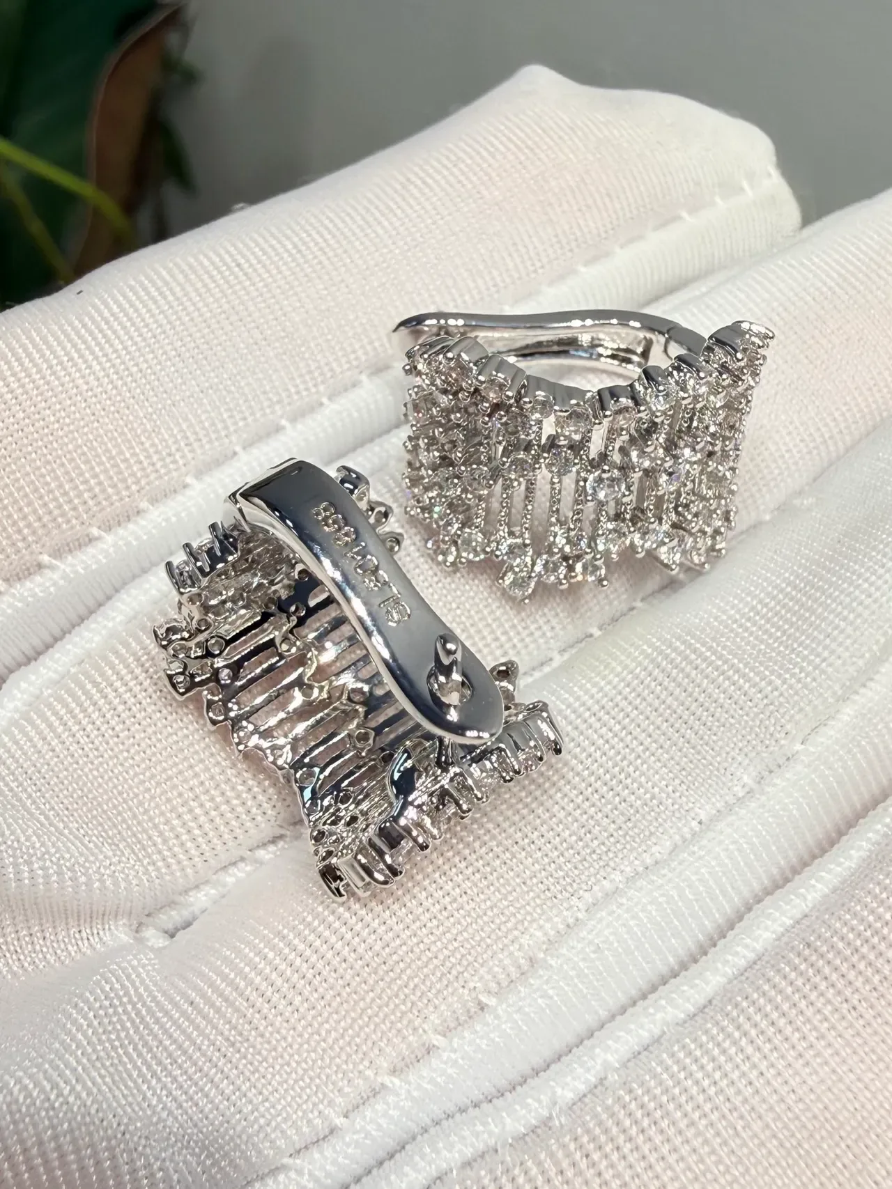 Multi-Row Pave Cubic Cluster Stud Earrings 7