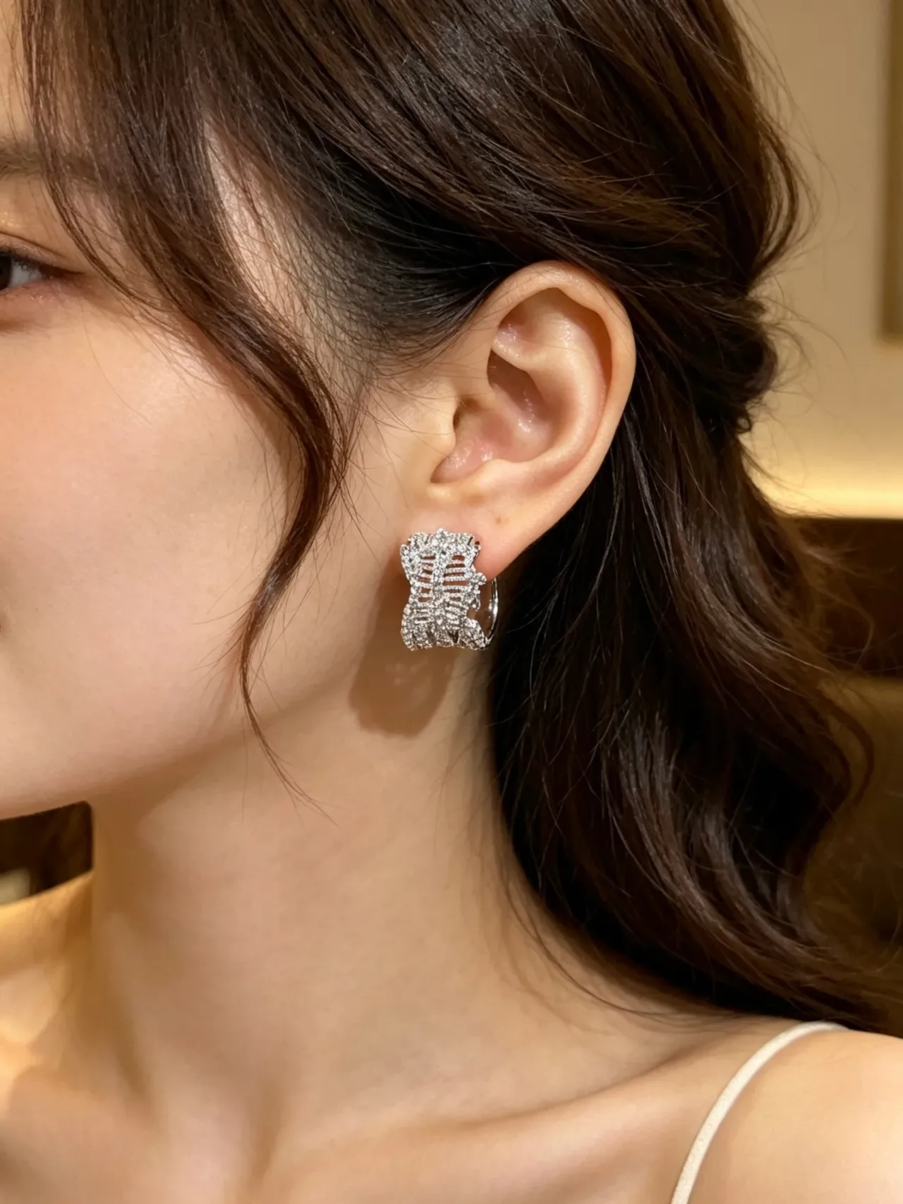 Multi-Row Pave Cubic Cluster Stud Earrings 8