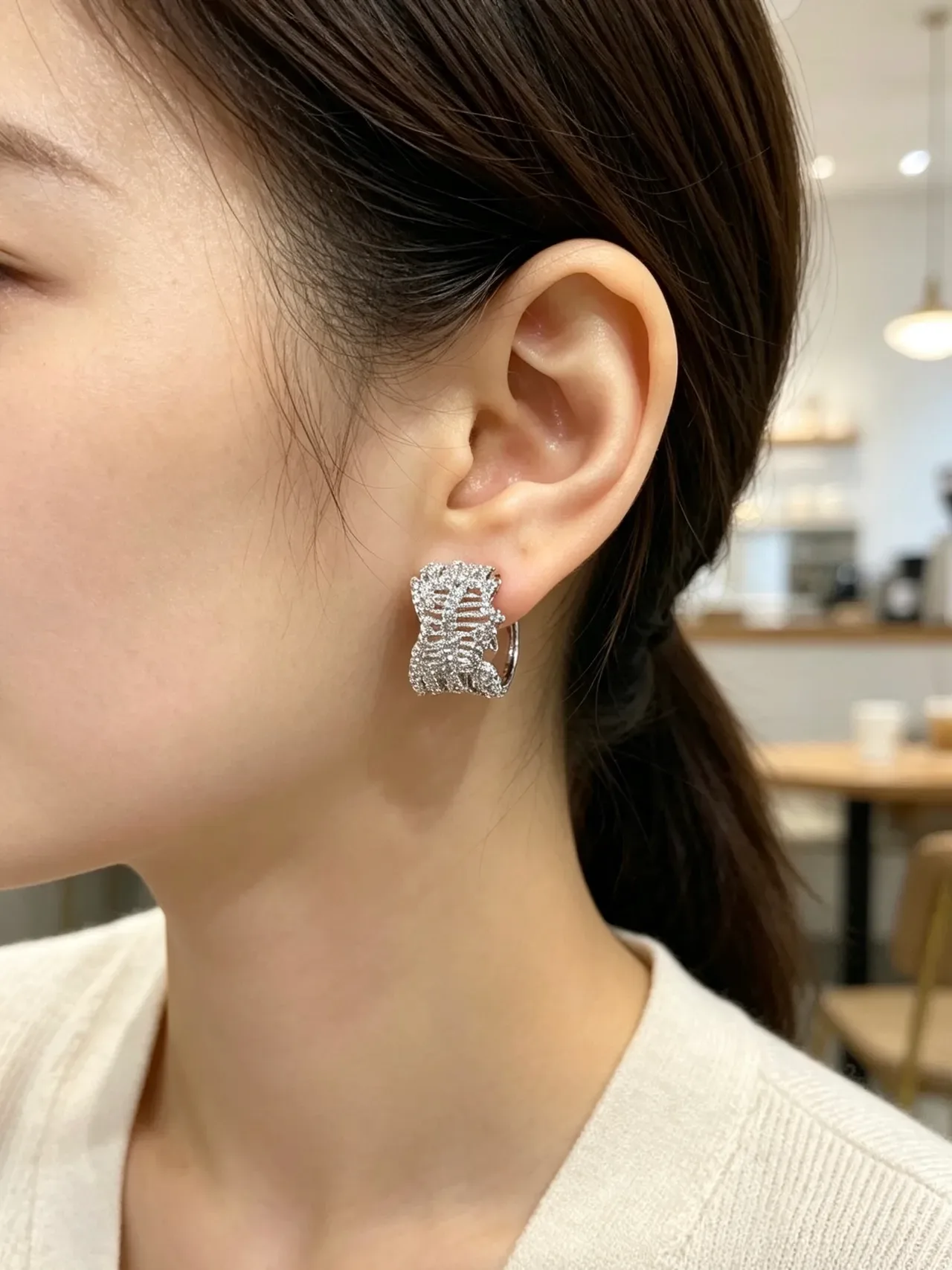 Multi-Row Pave Cubic Cluster Stud Earrings 9