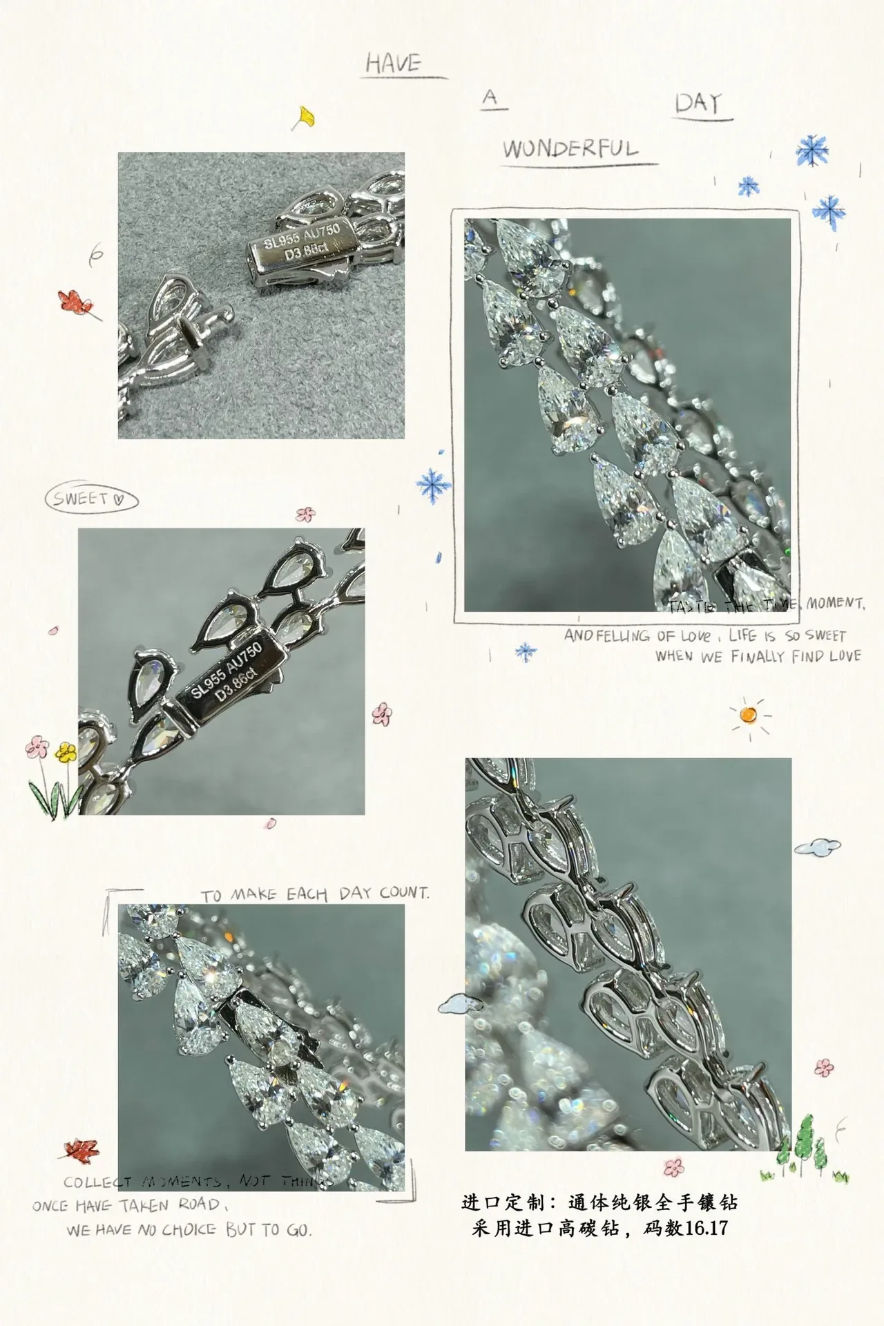 Multi-Row Pear-Cut Stone Full Pavé Silver-Tone Bracelet 2