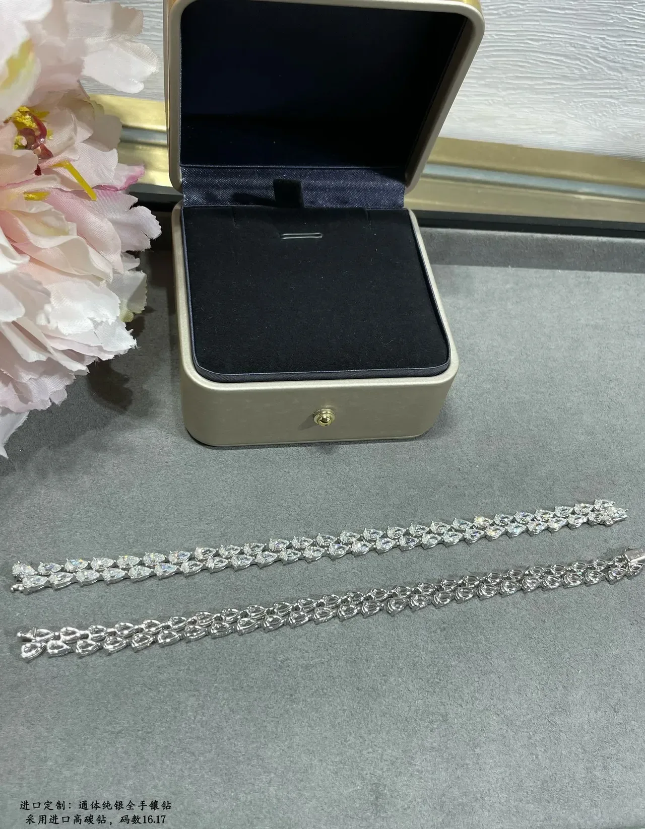 Multi-Row Pear-Cut Stone Full Pavé Silver-Tone Bracelet 3