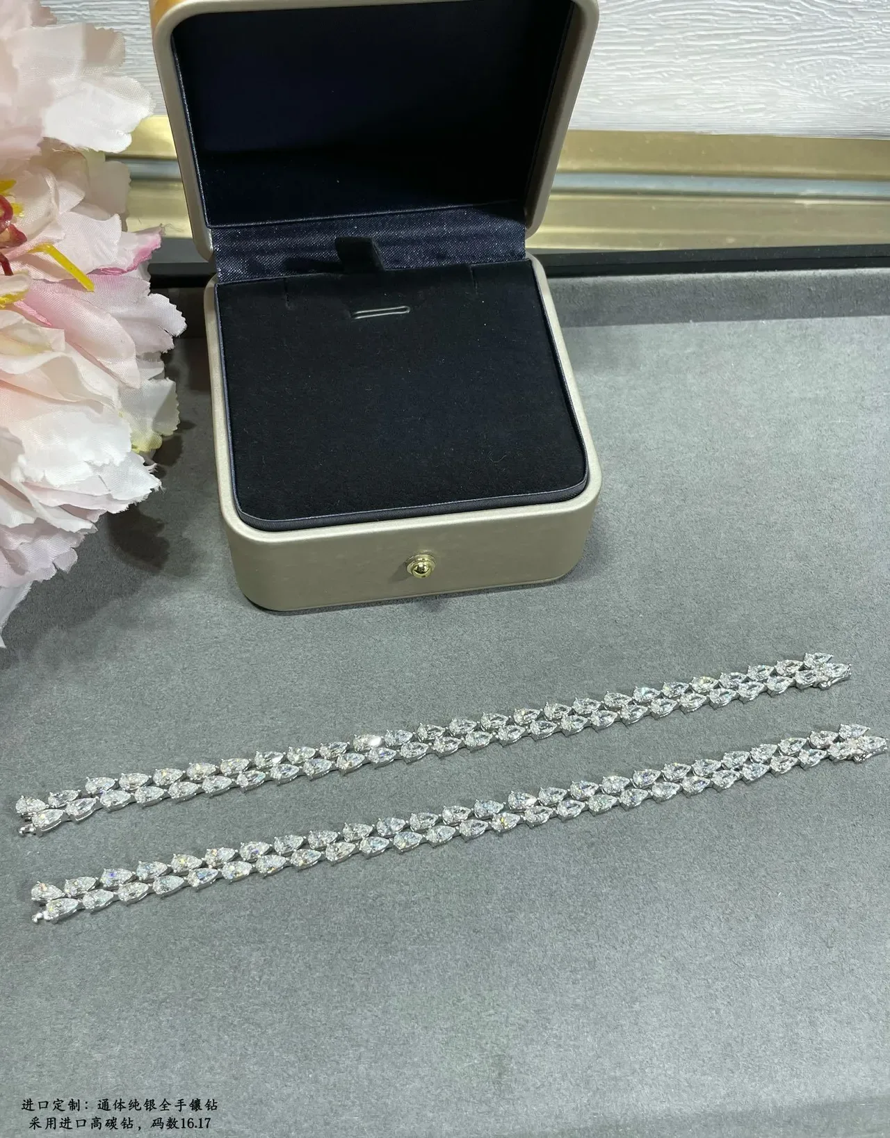 Multi-Row Pear-Cut Stone Full Pavé Silver-Tone Bracelet 4
