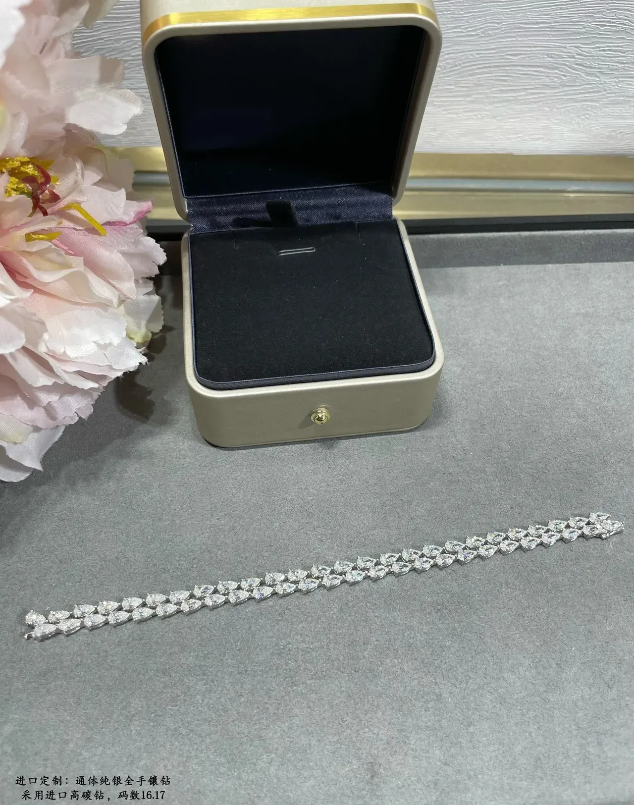 Multi-Row Pear-Cut Stone Full Pavé Silver-Tone Bracelet 5