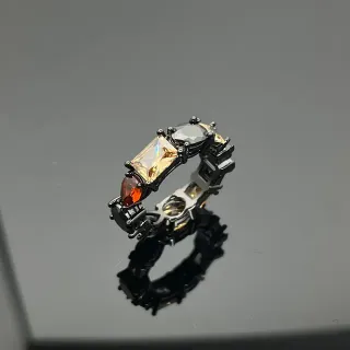 Multi-Stone Prong-Set Geometric Ring