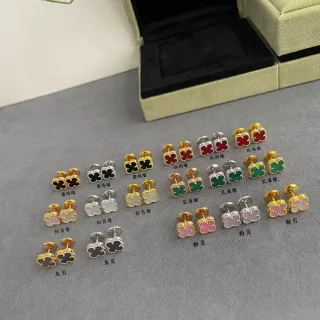 Multicolor Clover-Shaped Enamel-Filled Earrings