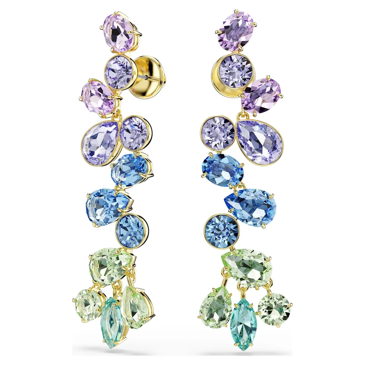Multicolor Faceted Gemstone Silver-Tone Link Bracelet 17