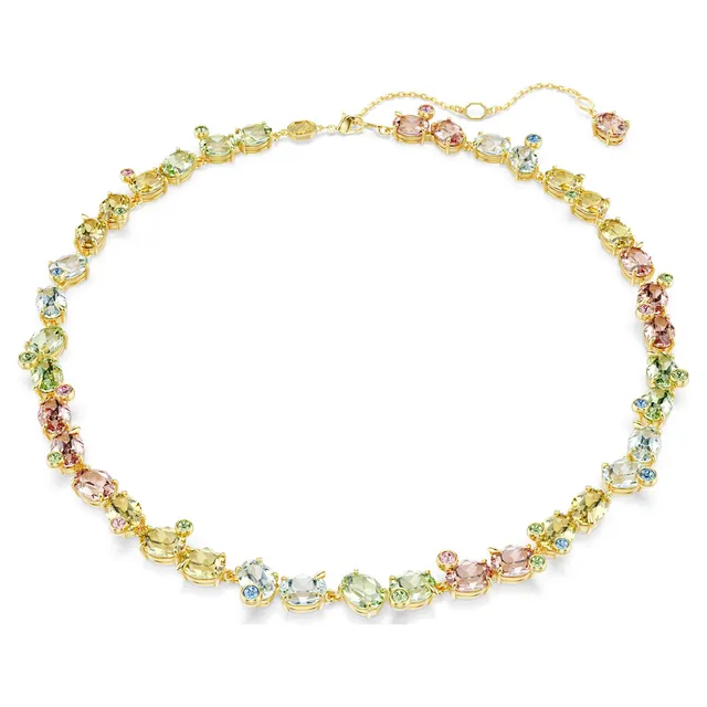 Multicolor Faceted Gemstone Silver-Tone Link Bracelet 22