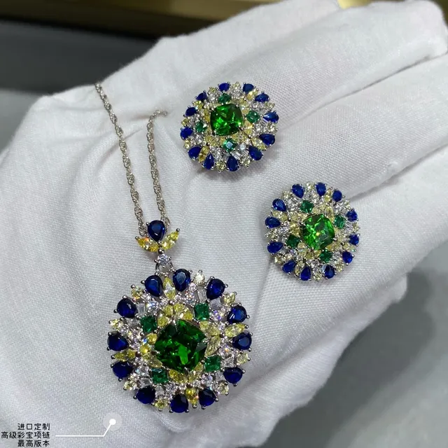 Multicolor Gemstone Floral Pendant Necklace 4