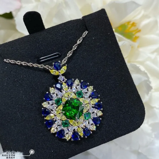Multicolor Gemstone Floral Pendant Necklace 6