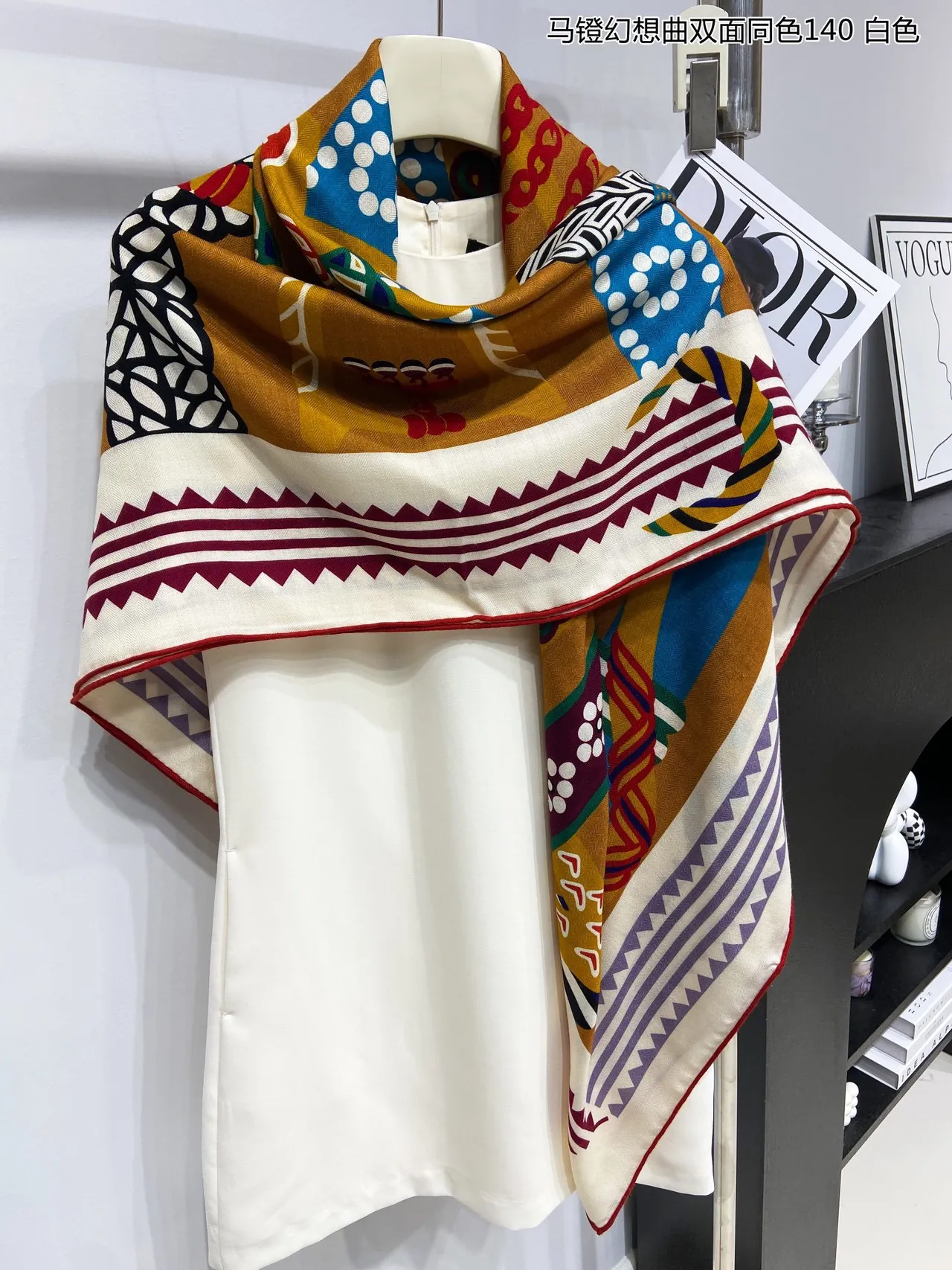 Multicolor Geometric Patchwork Print Double-Sided Patterned Scarve 9