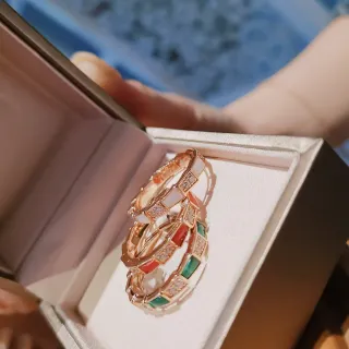 Multicolor Gold Stacked Geometric Rings Pavé-Set Stones Ring