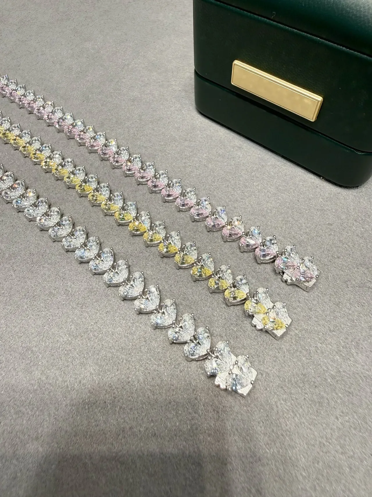 Multicolor Heart-Cut Gemstone Pavé Bracelets 8