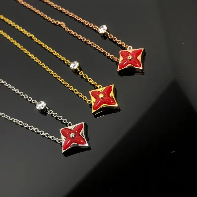 Multicolor Square Floral Enamel Pendant Single Crystal Accent Necklace 2
