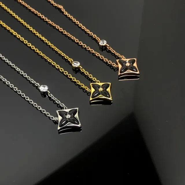 Multicolor Square Floral Enamel Pendant Single Crystal Accent Necklace 4