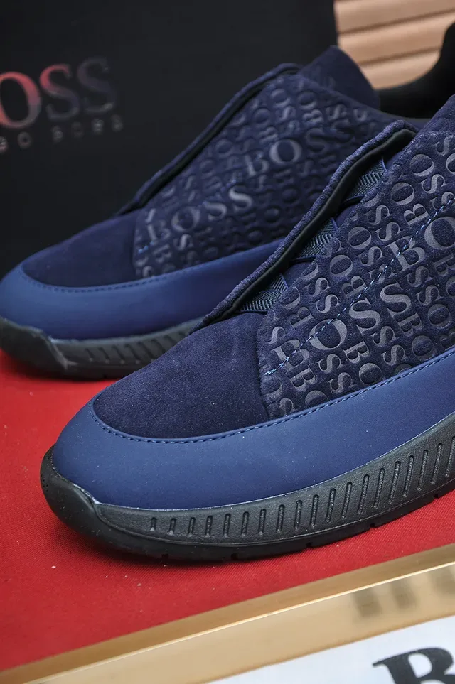 Navy and Black Slip-On Embossed Monogram Lifestyle Sneaker 2