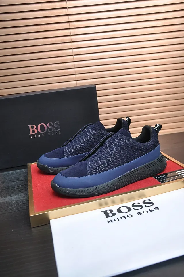 Navy and Black Slip-On Embossed Monogram Lifestyle Sneaker 4