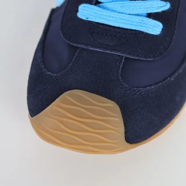 Navy and Cyan Low-Profile Retro Runner Sneakers 5