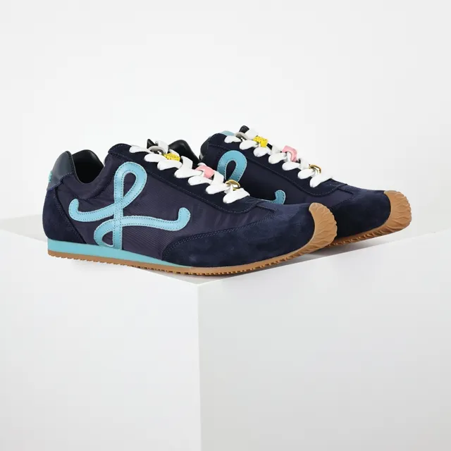 Navy and Light Blue Embroidered Monogram Lifestyle Sneakers 3