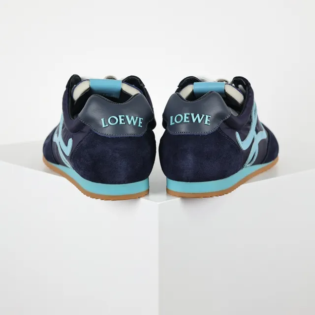 Navy and Light Blue Embroidered Monogram Lifestyle Sneakers 8