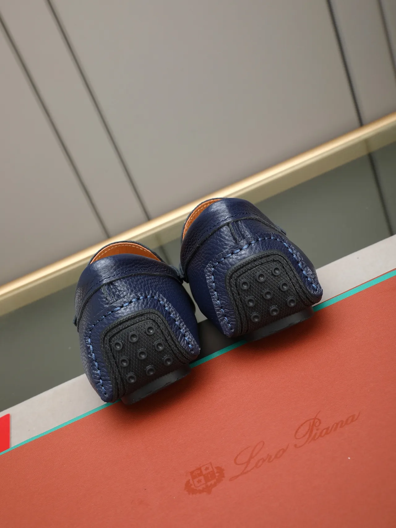 Navy Pebbled Leather Tassel Loafer 3