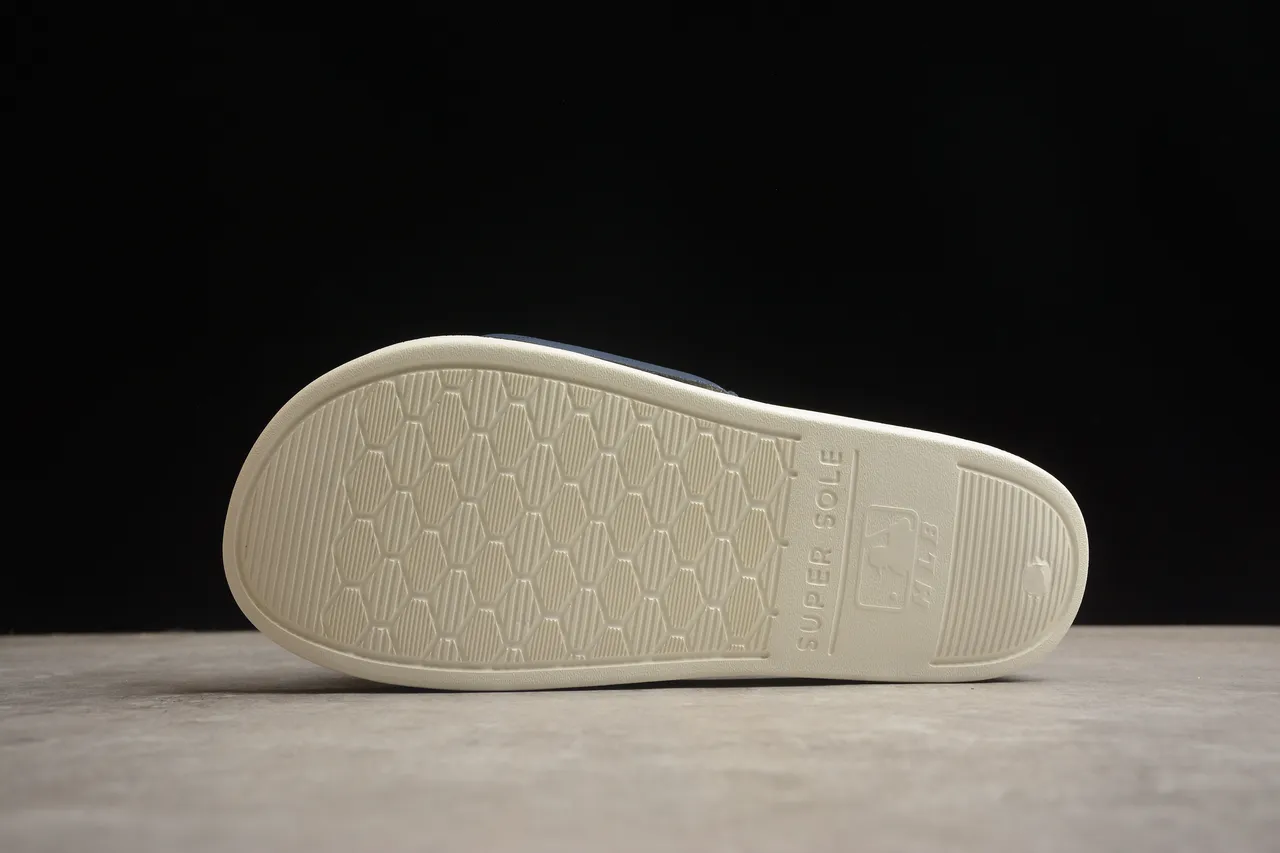 Navy Quilted Strap Off-White Molded Sole Slide Slippers 10