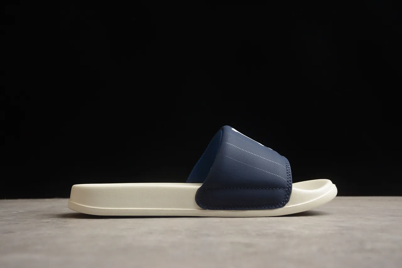 Navy Quilted Strap Off-White Molded Sole Slide Slippers 12