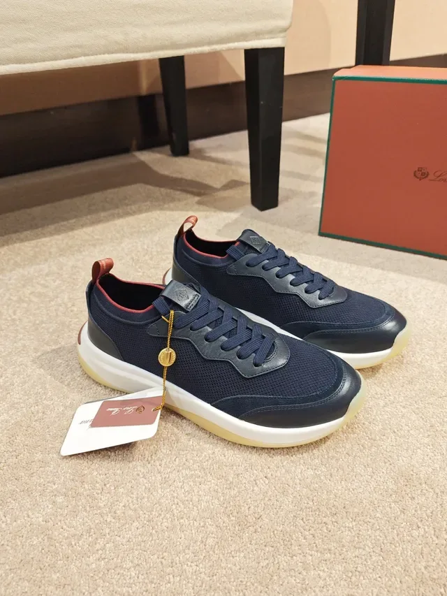 Navy Red Mesh And Synthetic Upper White Layered Midsole Sneakers 5