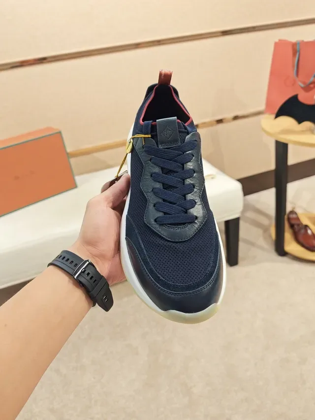 Navy Red Mesh And Synthetic Upper White Layered Midsole Sneakers 6