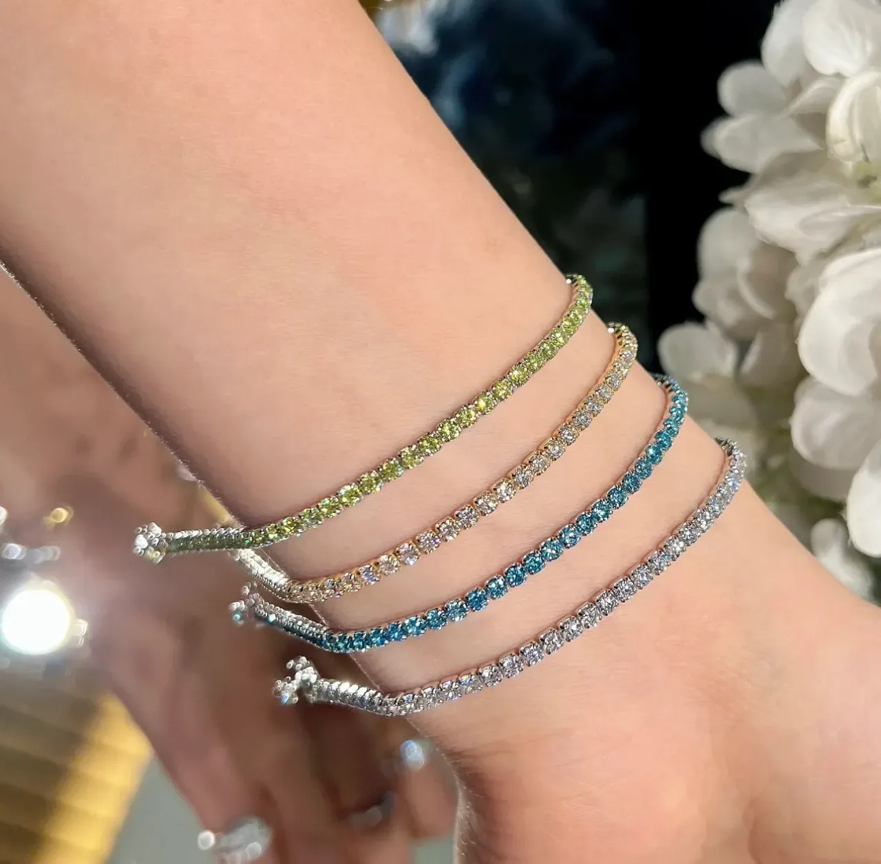 Navy Silver Channel-Set Full Eternity Bracelet 5