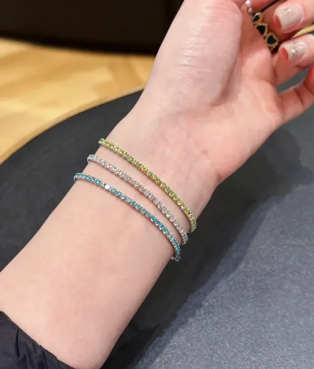 Navy Silver Channel-Set Full Eternity Bracelet 6