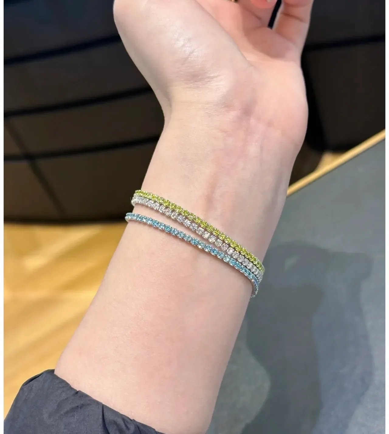 Navy Silver Channel-Set Full Eternity Bracelet 7