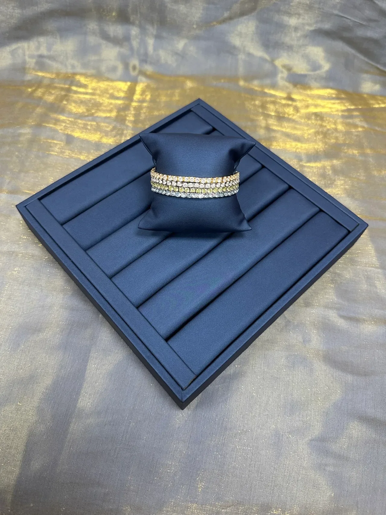 Navy Silver Channel-Set Full Eternity Bracelet 9