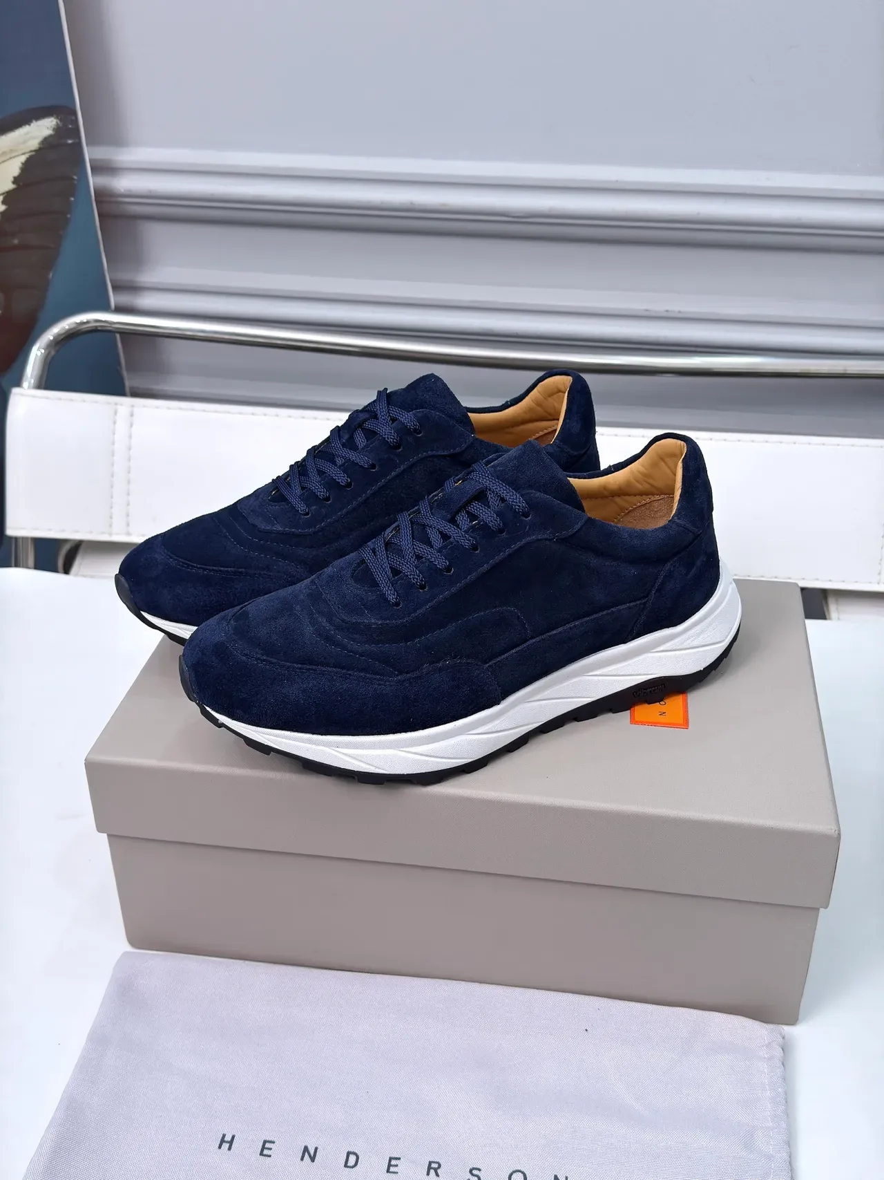 Navy Suede Chunky Sole Lifestyle Sneaker 5