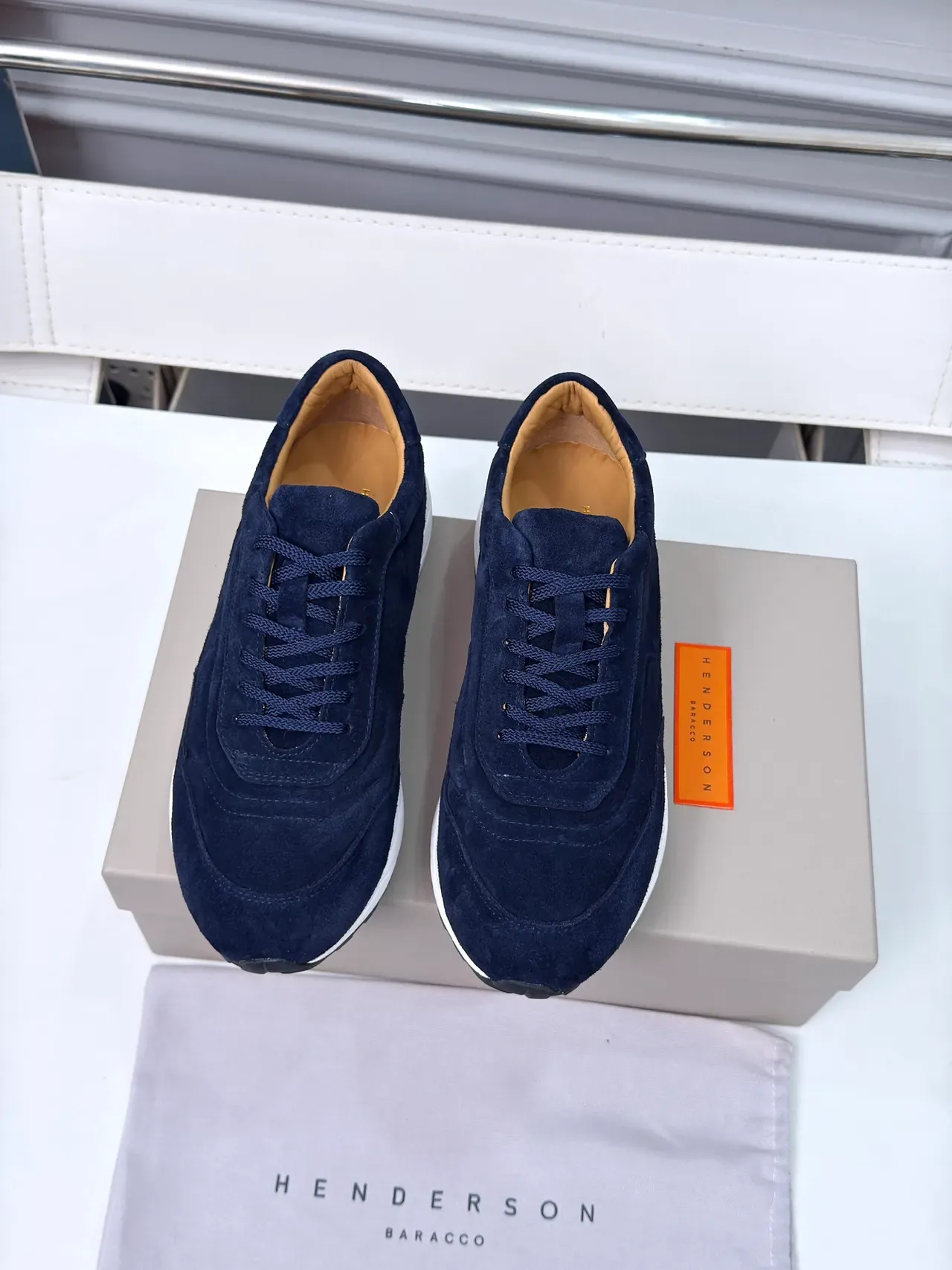 Navy Suede Chunky Sole Lifestyle Sneaker 6