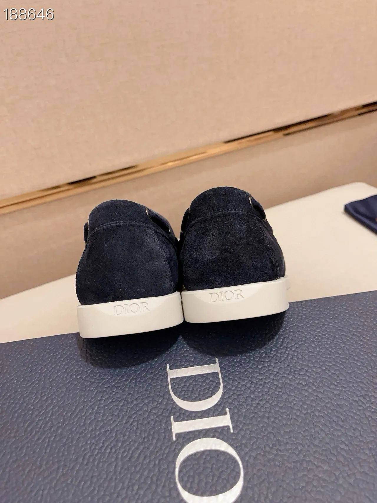 Navy White Suede Monogrammed Toe Cap Boat Shoes 2