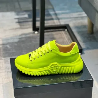 Neon Lime Green Monochrome Lace-Up Lifestyle Sneaker