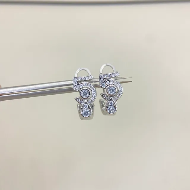 Numeric '5' Pavé Crystal Huggie Hoop Earrings 5