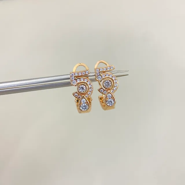 Numeric '5' Pavé Crystal Huggie Hoop Earrings 6