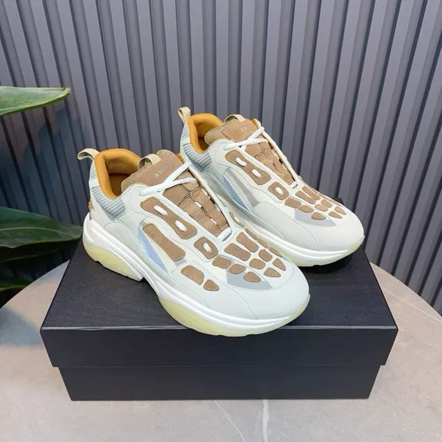 Off-White Cream Tan Blue Chunky Sneakers 4