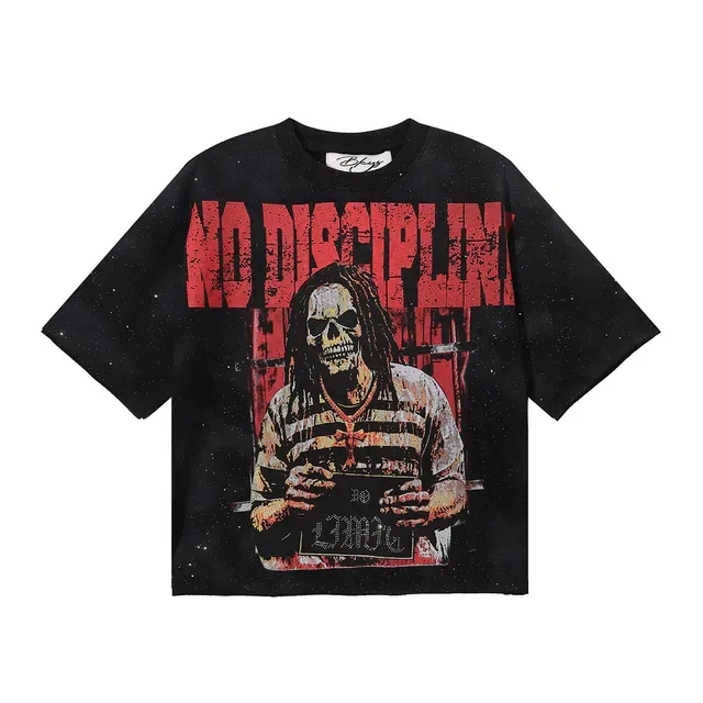 Olive Green Distressed Prison Graphic Oversized T-Shirt 5