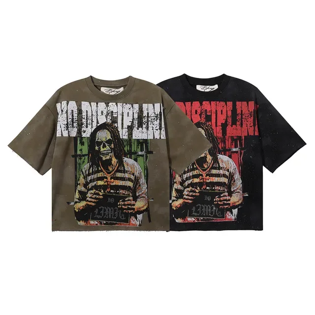 Olive Green Distressed Prison Graphic Oversized T-Shirt 6