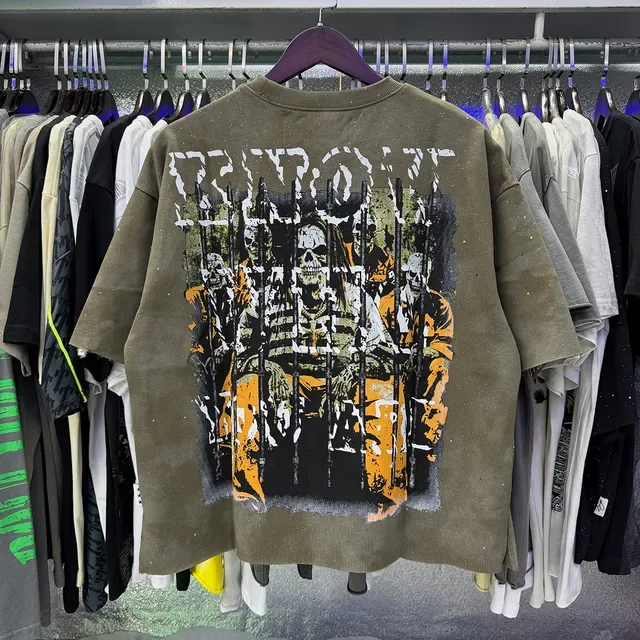 Olive Green Distressed Prison Graphic Oversized T-Shirt 7